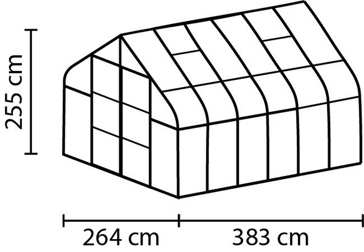 Gewächshausbausatz Diana 9900 Esg3mm, Schwarz Set - Schwarz, Basics, Kunststoff/Metall (263,5/254,5/383cm)