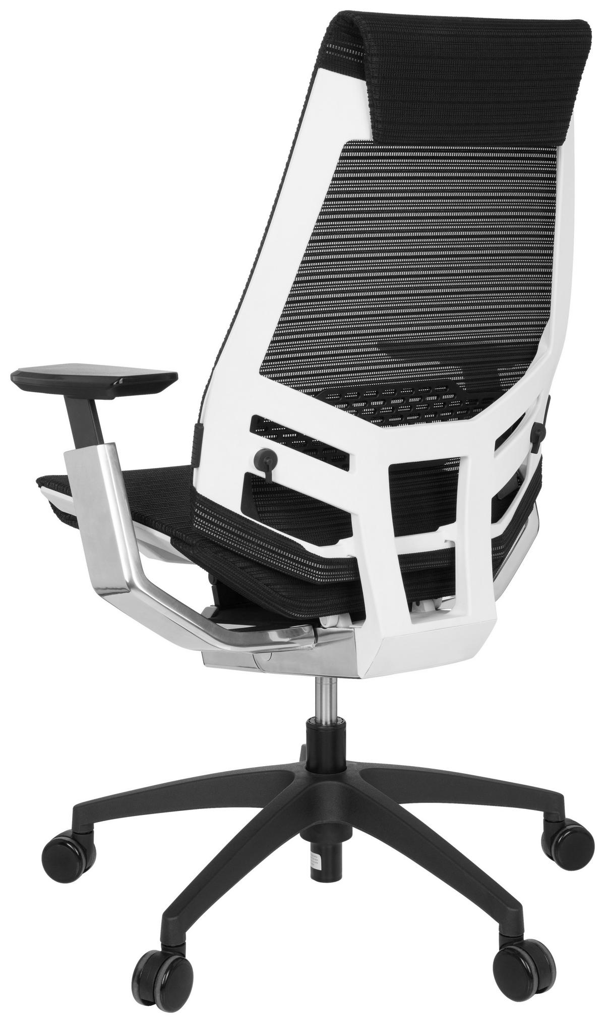 Drehstuhl Genidia Smart White Cm Höhenverstellbar Schwarz - Chromfarben/Schwarz, MODERN, Kunststoff/Textil (70/112/55cm) - MID.YOU