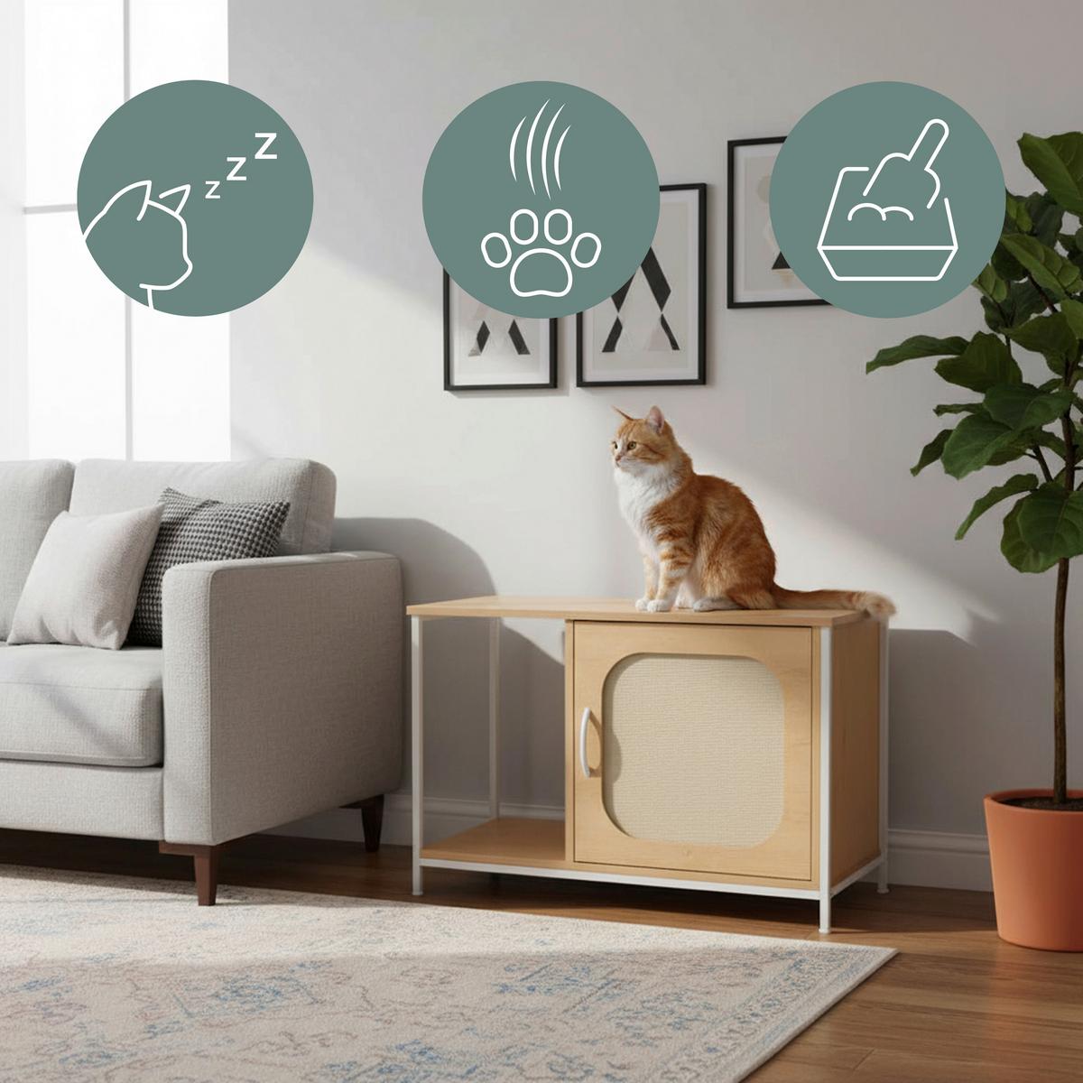 TIERHAUS Kittyhome Buchefarben B: 80cm - Buchefarben, MODERN, Holzwerkstoff (80/55/48cm) - MID.YOU