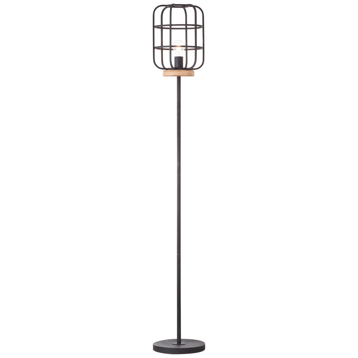 Stehleuchte 93073/66 Gwen - Schwarz/Braun, KONVENTIONELL, Holz/Metall (25/163cm) - Brilliant