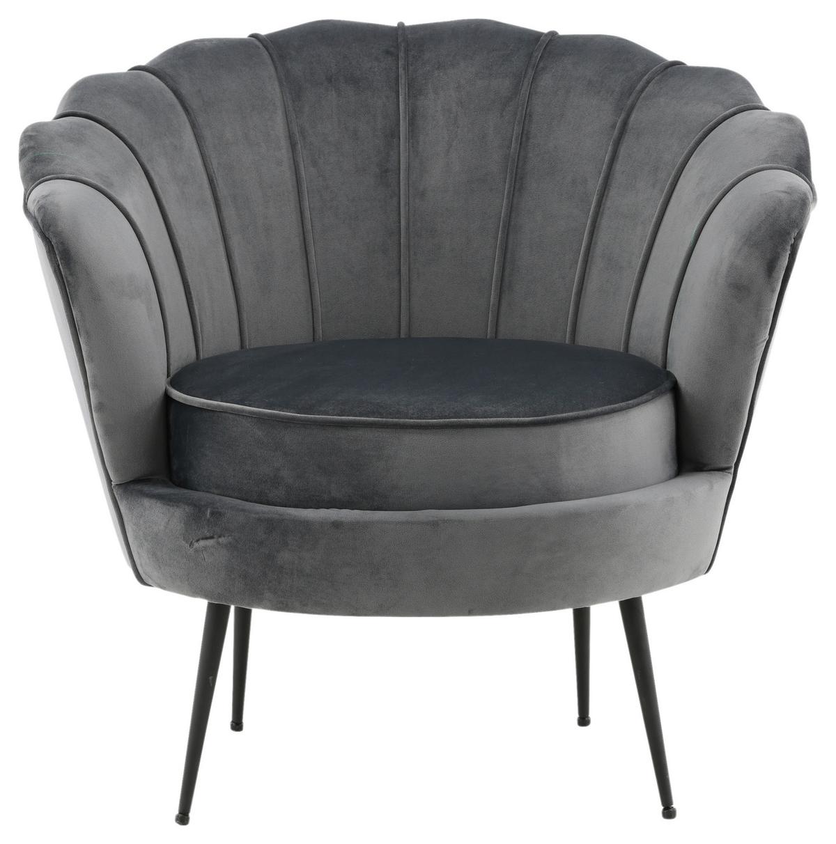 Sessel Calais - Dunkelgrau/Schwarz, Design, Textil/Metall (83/76/77cm) - Livetastic