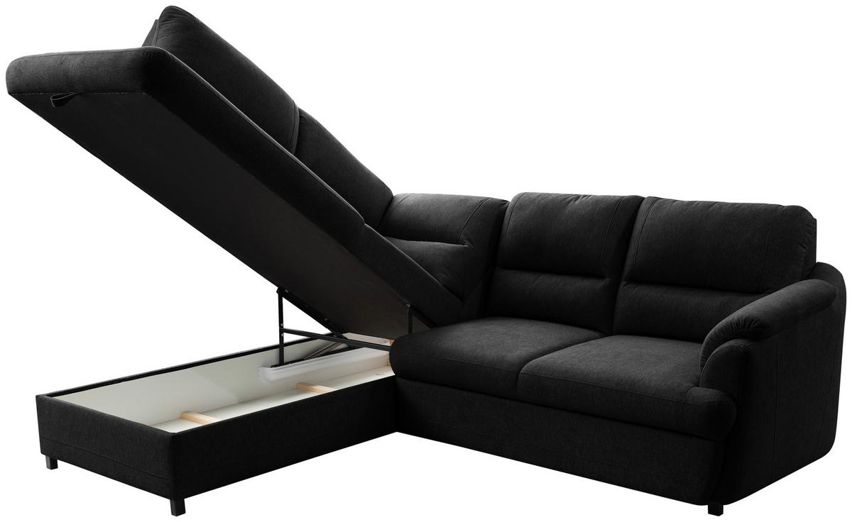 Ecksofa Gusto Graphitfarben S: 200x240 cm - Greige/Schwarz, Basics, Textil (200/240cm)