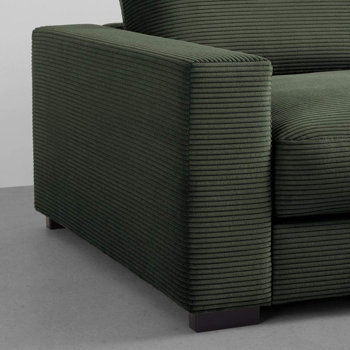 Rohová sedačka PEDRO, pravá, tmavě zelený manšestr - tmavě zelená, Moderní, textil (265/180cm) - Mömax