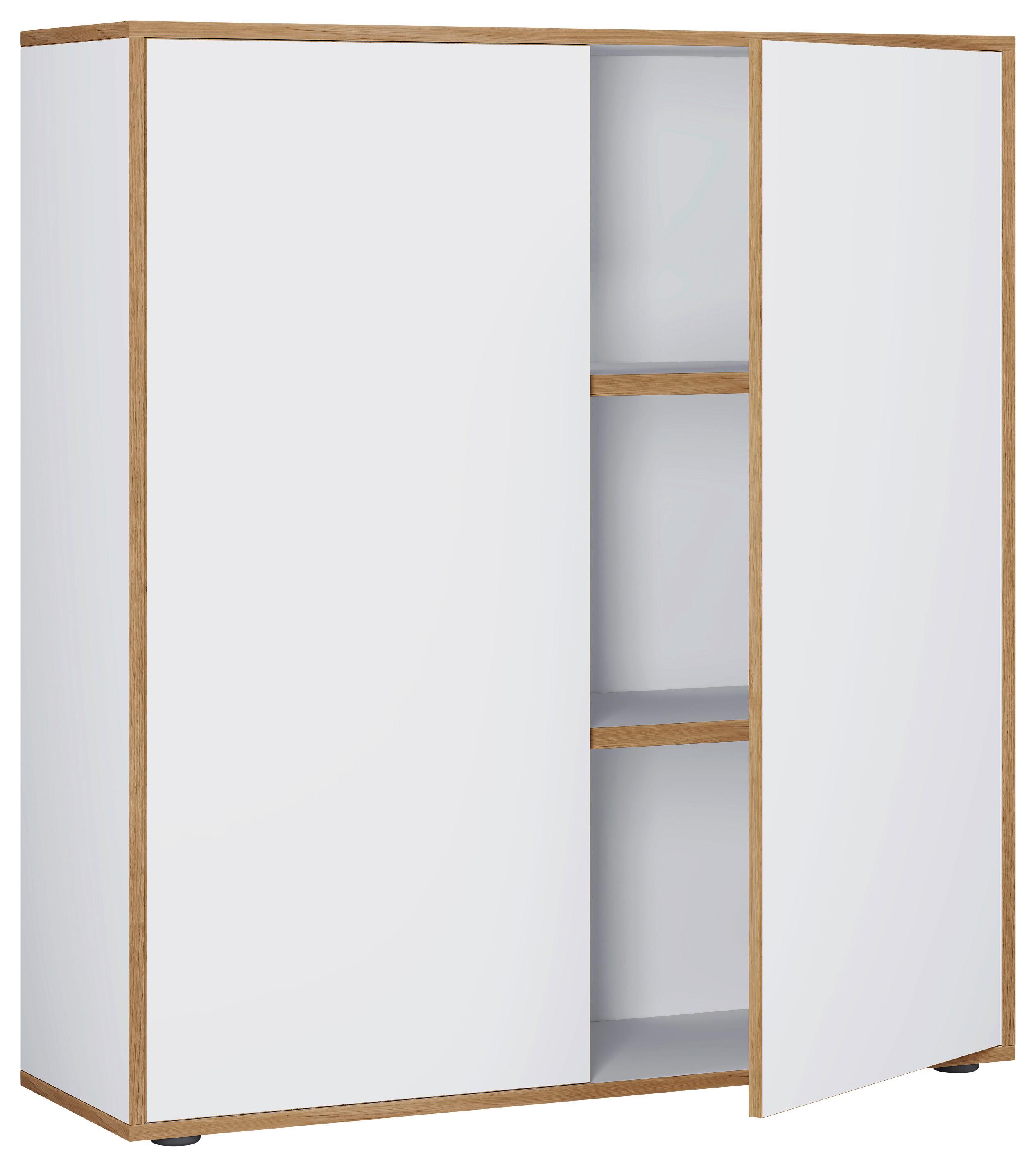 Aktenschrank Salia Weiß, Honigeiche B: 100 cm - Honigeiche/Weiß, Design, Holzwerkstoff (100/110/33cm) - MID.YOU