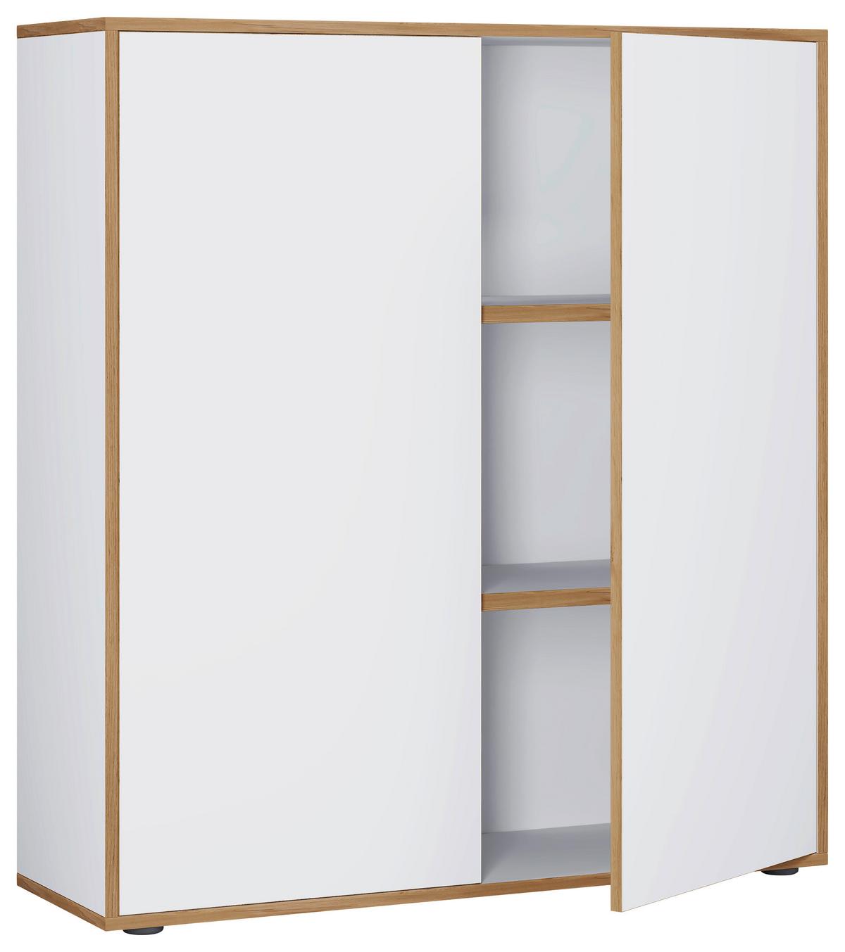 Aktenschrank Salia Weiß, Honigeiche B: 100 cm - Honigeiche/Weiß, Design, Holzwerkstoff (100/110/33cm) - MID.YOU
