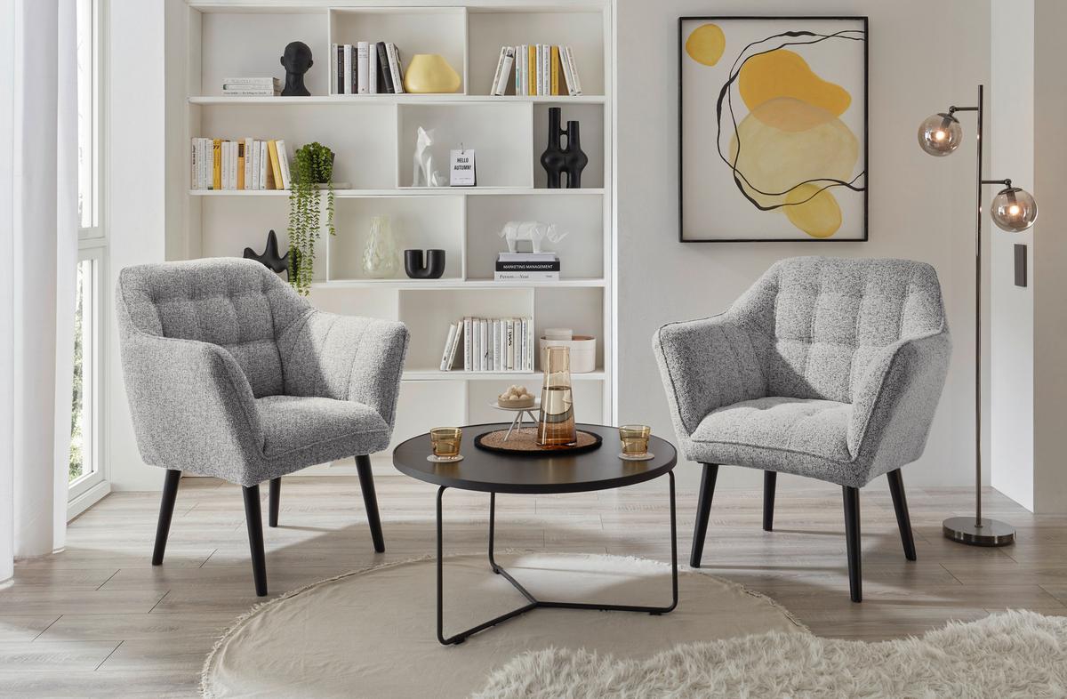 Sessel Lynn Hellgrau B: 84 Cm - Hellgrau/Schwarz, KONVENTIONELL, Textil (84/87/70cm) - MID.YOU