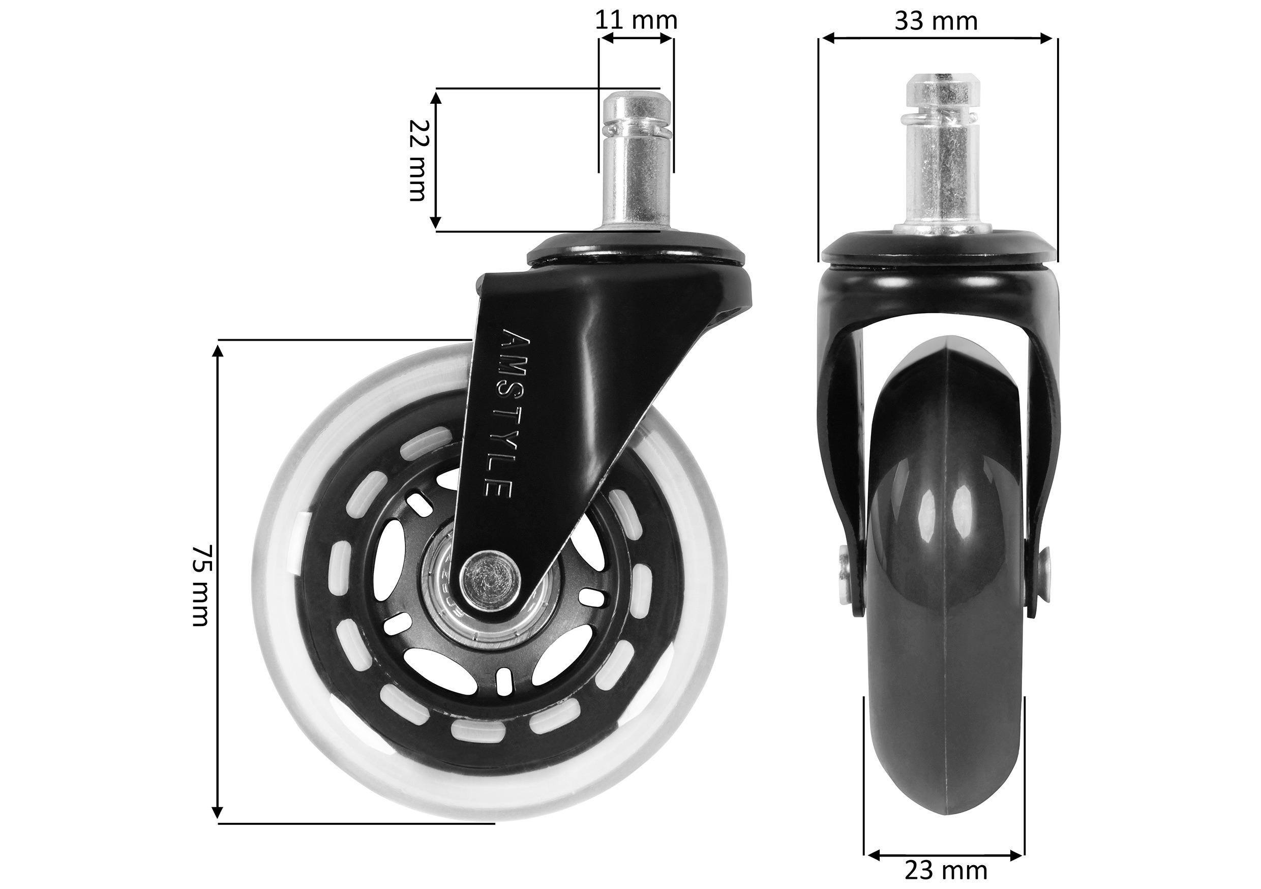 Drehstuhlrolle Ø 7,5 cm 5er-Set - Schwarz, Basics, Kunststoff (7,5cm) - MID.YOU