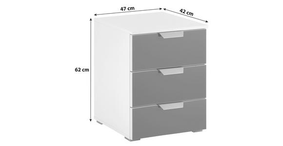 Nachtkästchen Weiß/Dunkelgrau H: 62 cm Bensheim - Dunkelgrau/Weiß, KONVENTIONELL, Glas/Holzwerkstoff (47/62/42cm) - James Wood