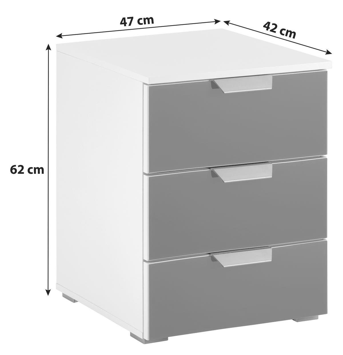 Nachtkästchen Weiß/dunkelgrau H: 62 Cm Bensheim - Dunkelgrau/Weiß, KONVENTIONELL, Glas/Holzwerkstoff (47/62/42cm) - James Wood