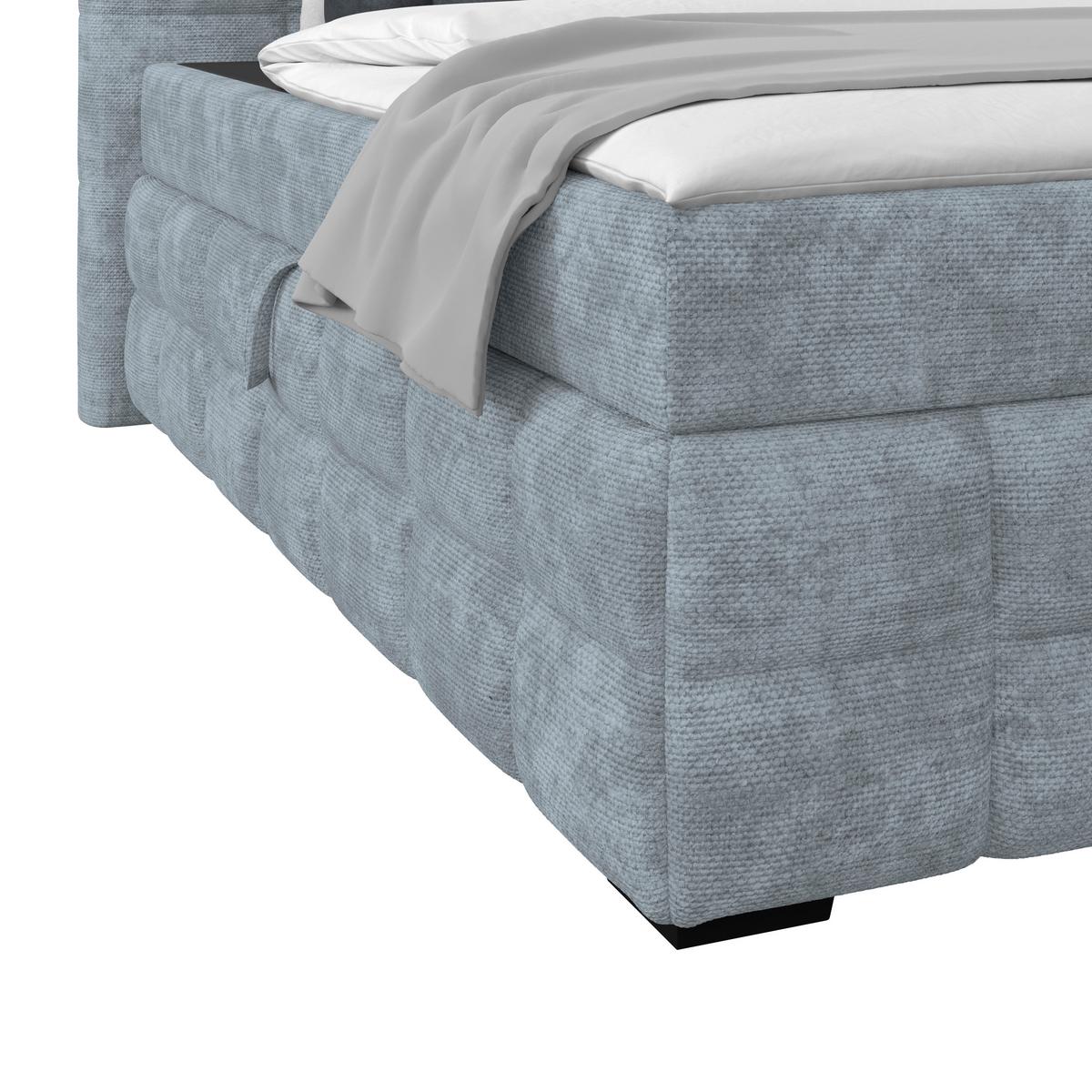 Čalouněná postel VEGA 180x200 cm, světle modrá - černá/světle modrá, Trend, dřevo/textil (180/200cm)