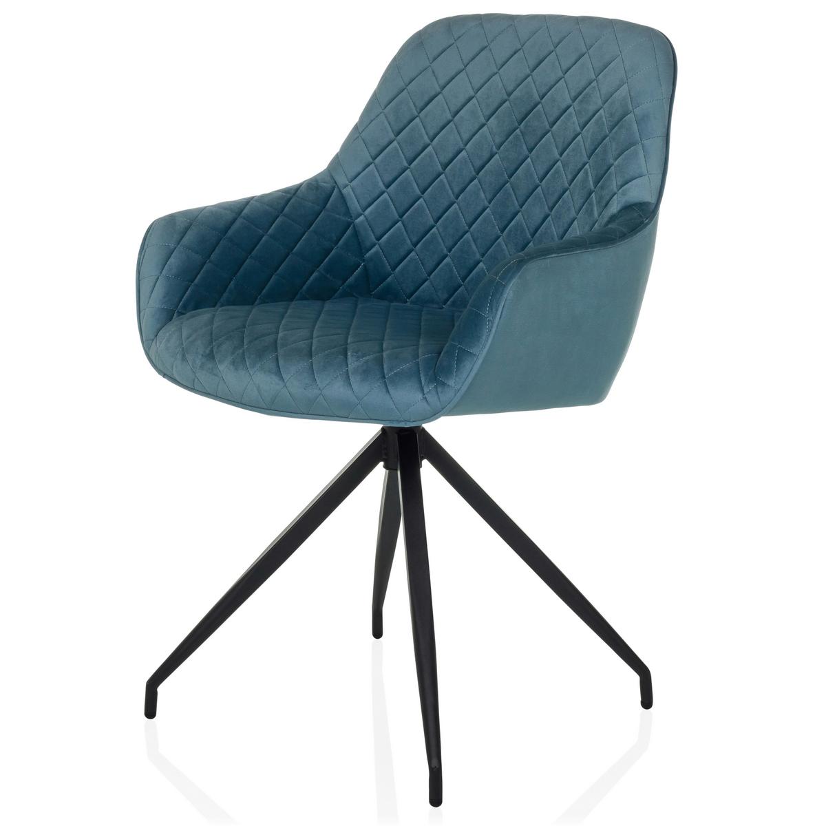 Armlehnstuhl Elverum Blaugrau B: 58 Cm - Blaugrau/Schwarz, MODERN, Textil/Metall (58/87/57cm) - MID.YOU