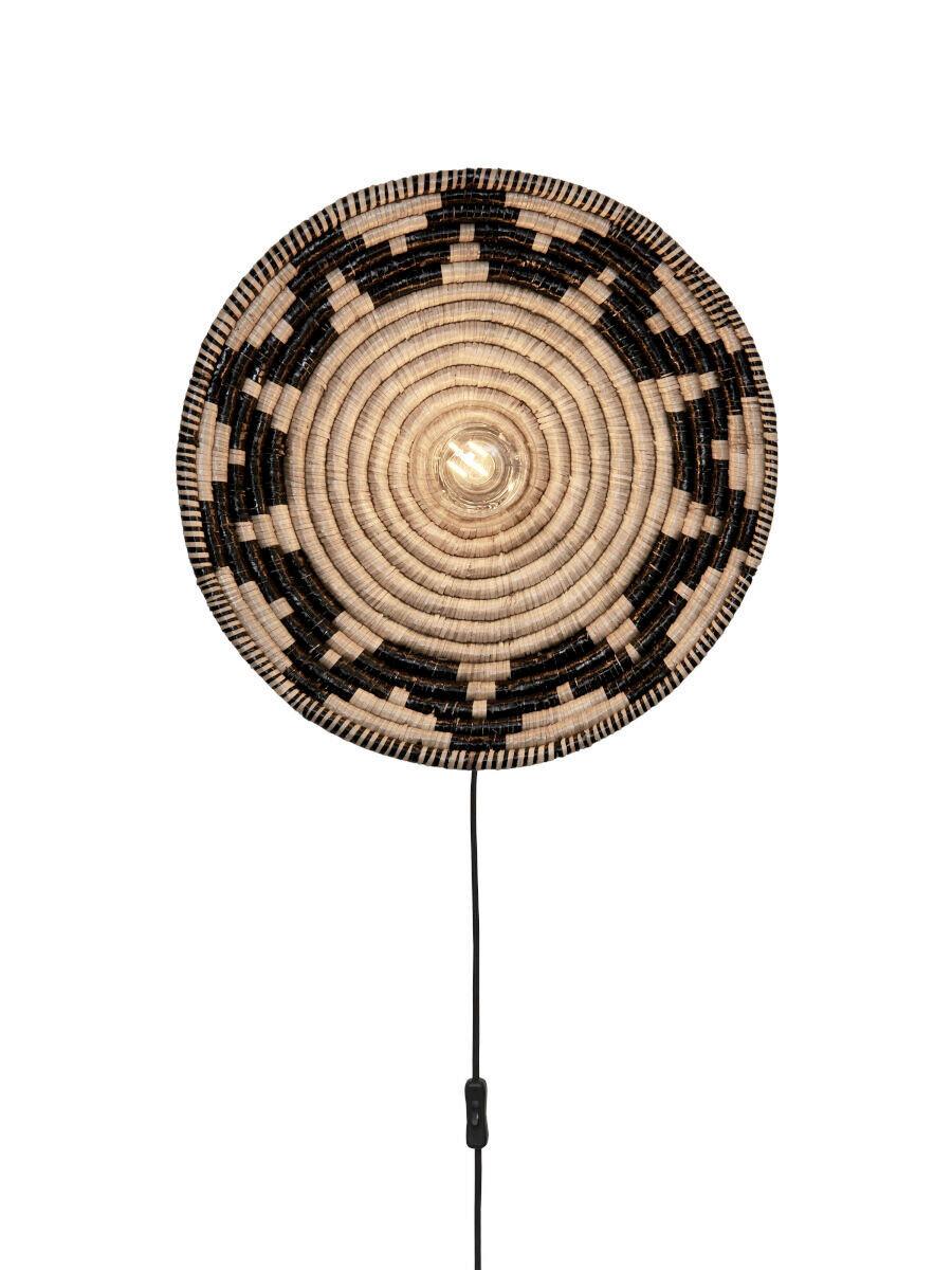 Wandleuchte Andros - Schwarz/Weiß, Basics, Naturmaterialien (45/6cm) - Good & Mojo