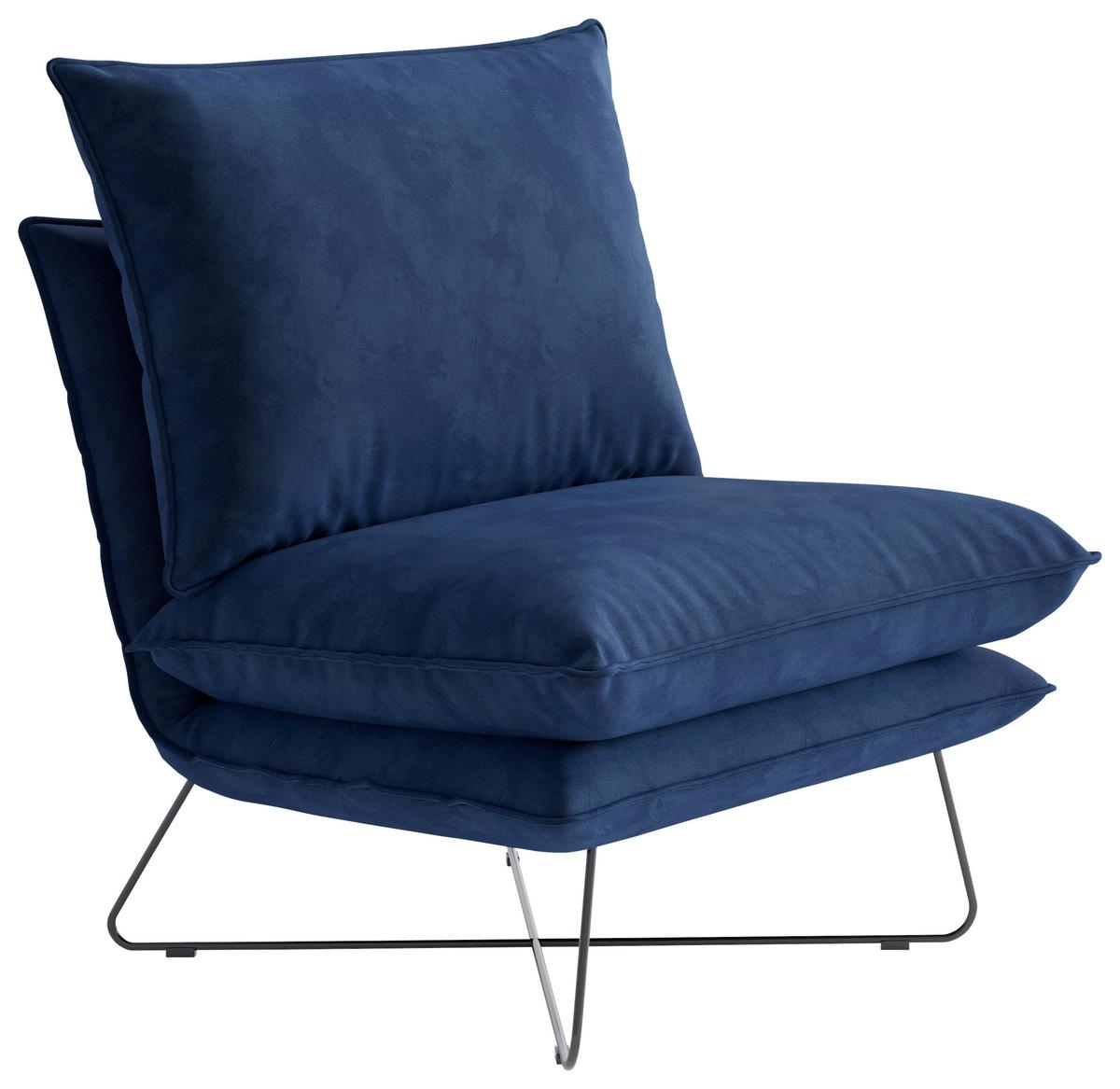 Sessel Skyline - Royalblau, Design, Textil (72/84/90cm) - Livetastic