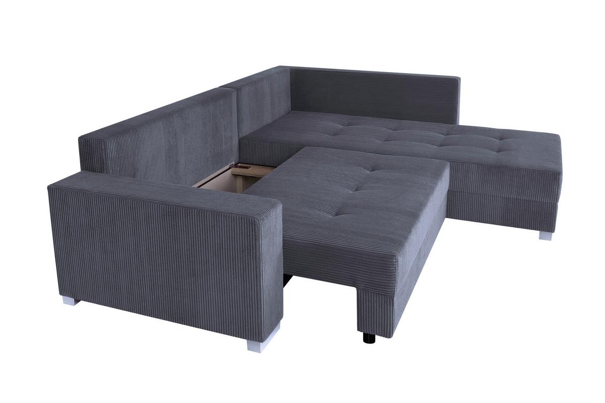 Ecksofa Lars Dunkelgrau S: 260x218 cm - Chromfarben/Dunkelgrau, Design, Holzwerkstoff/Textil (260/218cm) - P & B