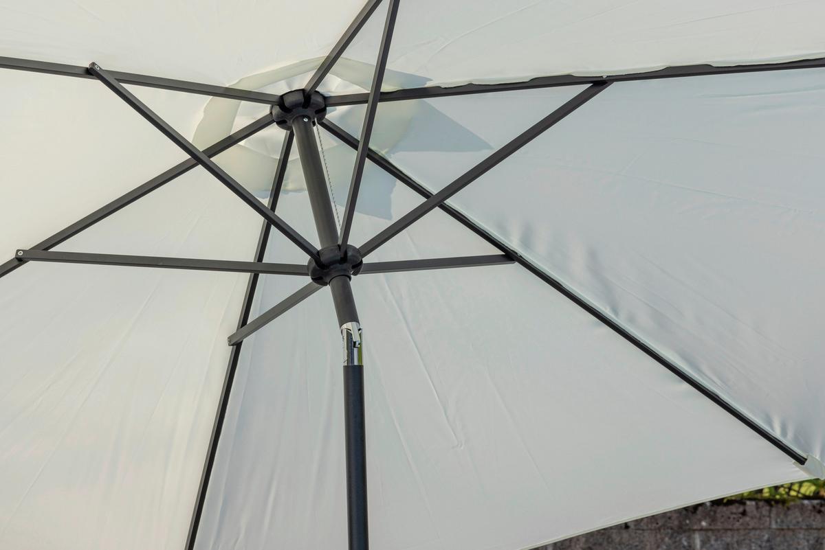 Sonnenschirm Leeds DM: 300cm H: 243cm Weiß - Ecru/Grau, KONVENTIONELL, Textil/Metall (300/300cm) - Gardenson