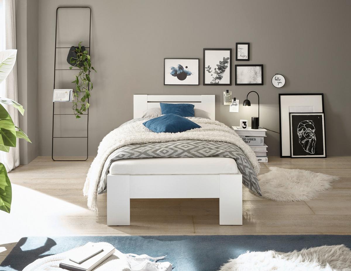 Bett Cannes 90 Weiß 90x200 - Weiß, KONVENTIONELL, Holzwerkstoff (90/200cm) - Ondega