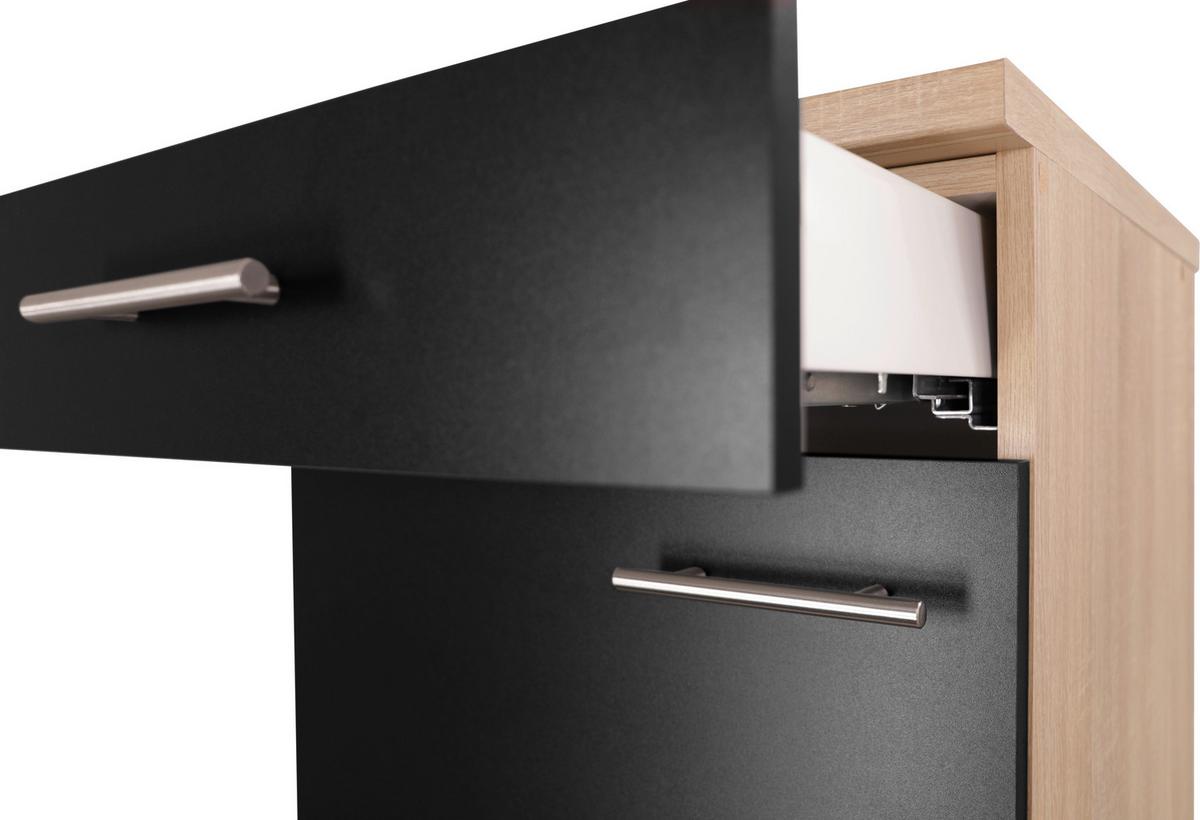 Küchenunterschrank Merle Schwarz, Eiche Dekor B:50cm - Eichefarben/Schwarz, Basics, Holzwerkstoff (50/84,8/60cm) - Respekta