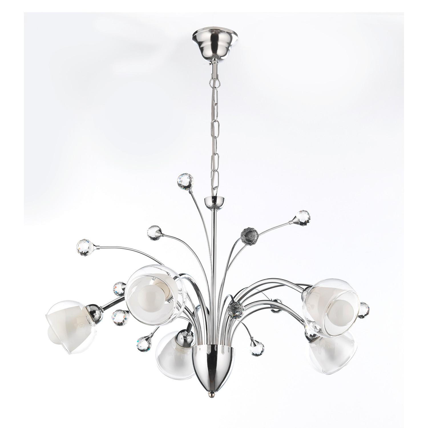 Kronleuchter 4775/5 - Chromfarben, KONVENTIONELL, Glas/Metall (60/110cm)