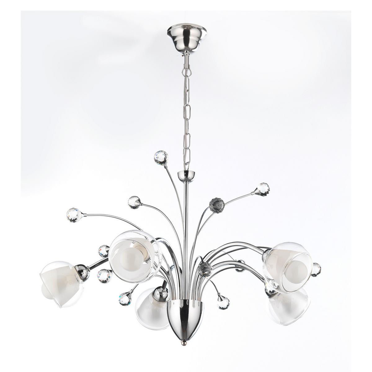 Kronleuchter 4775/5 - Chromfarben, KONVENTIONELL, Glas/Metall (60/110cm)