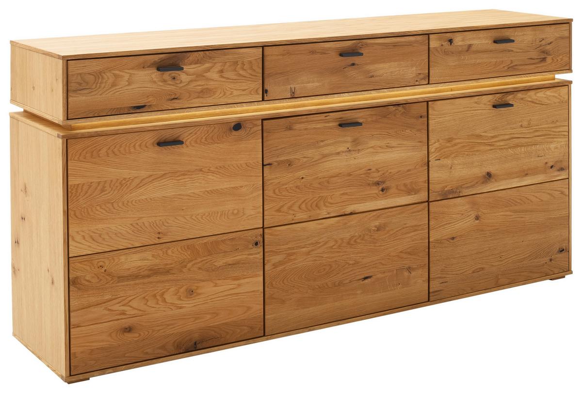 Sideboard Echtholz B: 183 cm Como Wildeiche - Wildeiche, Natur, Holz/Holzwerkstoff (183/90/44cm) - MID.YOU