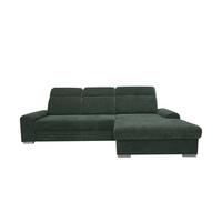Rohová sedačka MALAGA, pravá, lesní zelená žinylka - barvy chromu/lesní zelená, Konvenční, kov/dřevo (286/203cm) - Ondega