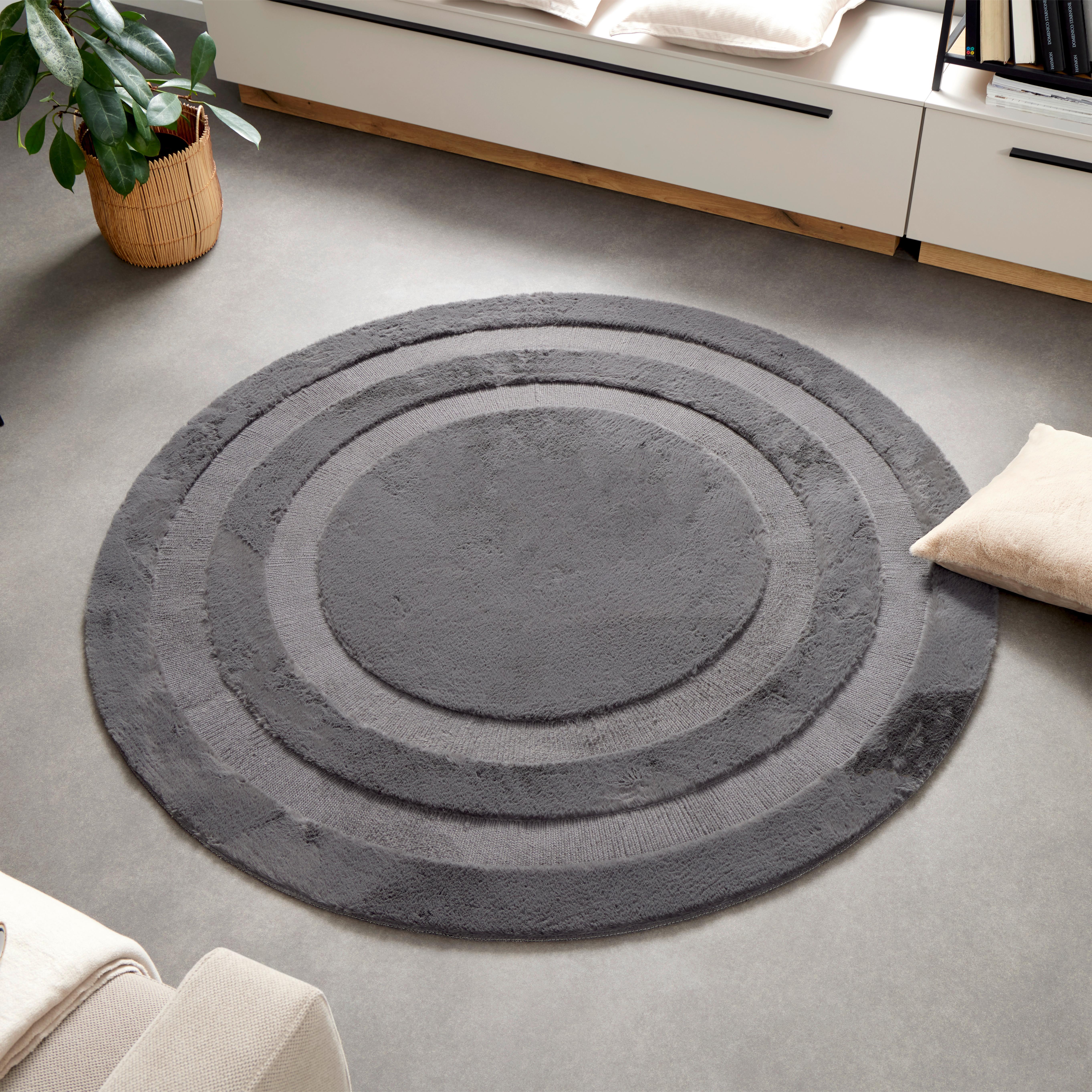 Fellteppich Oscar - Dunkelgrau/Grau, MODERN, Textil (160cm) - Luca Bessoni
