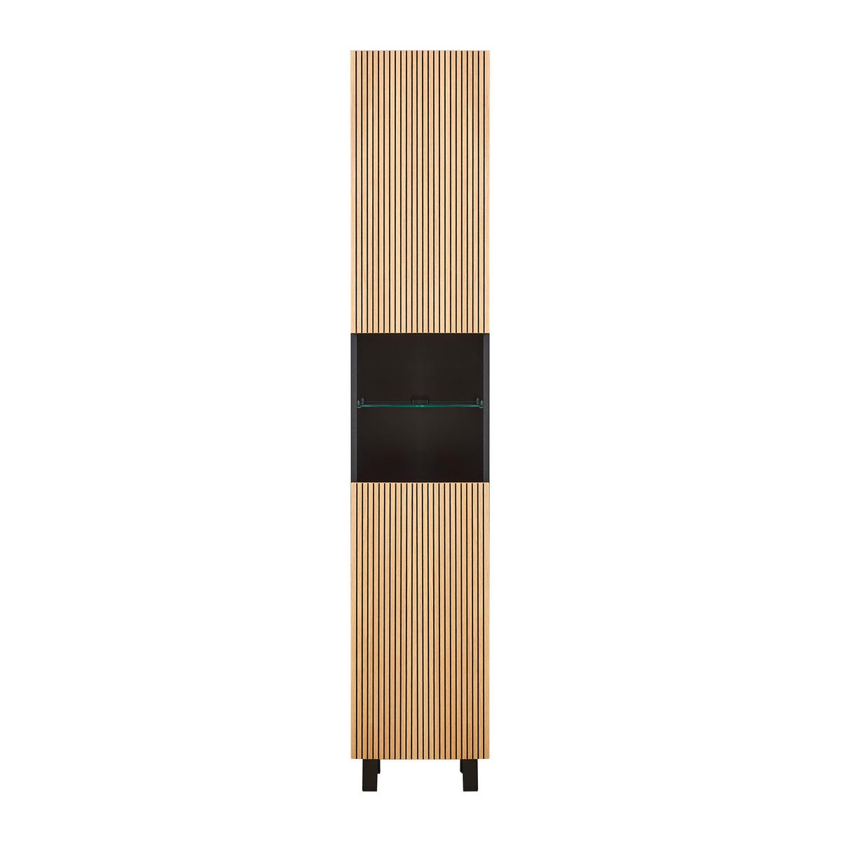 Vysoká skrinka VENEZIA - čierna/farba duba, Lifestyle, kompozitné drevo (35/195/32cm) - Mömax