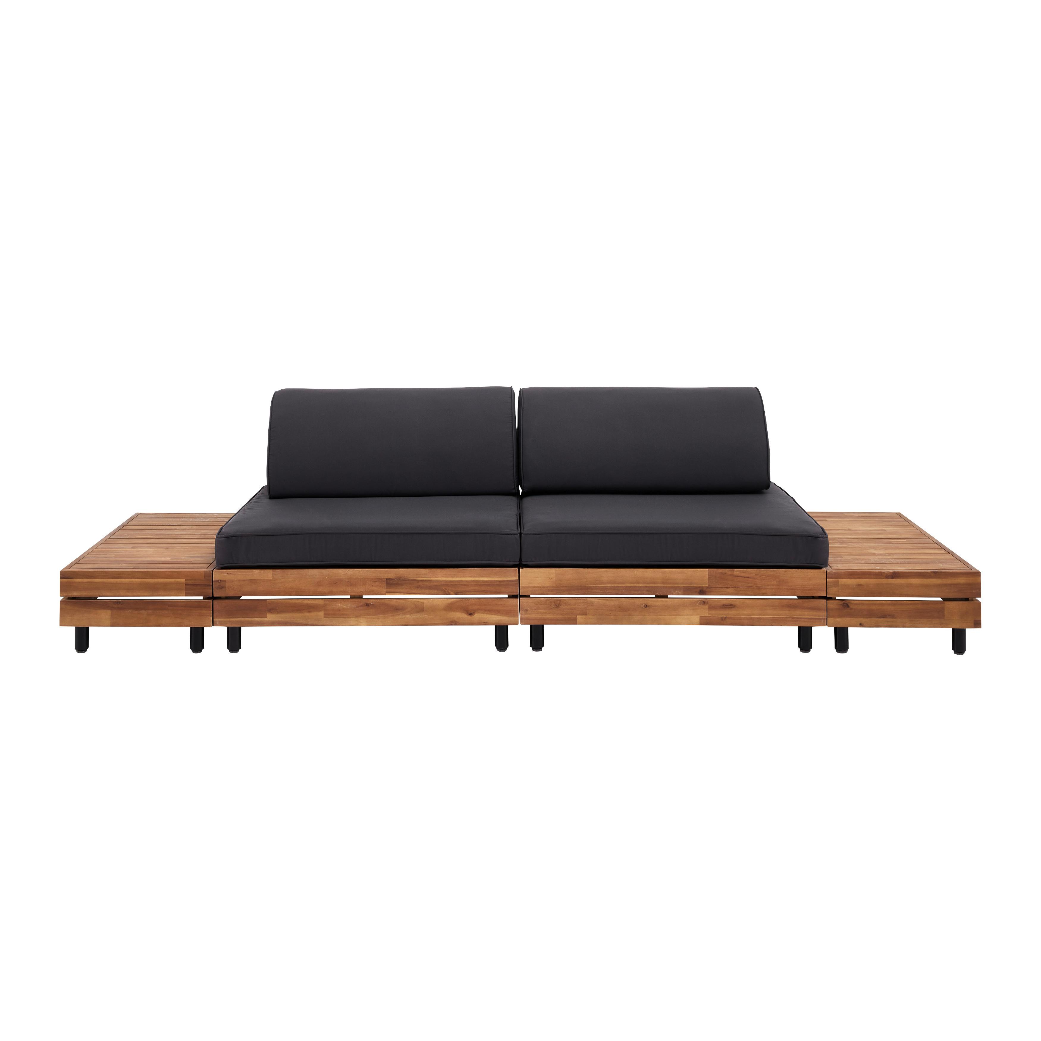 Zahradní Sedací Souprava Pia - šedá/barvy akácie, Moderní, kov/dřevo (277/75/92,5cm) - Bessagi Garden