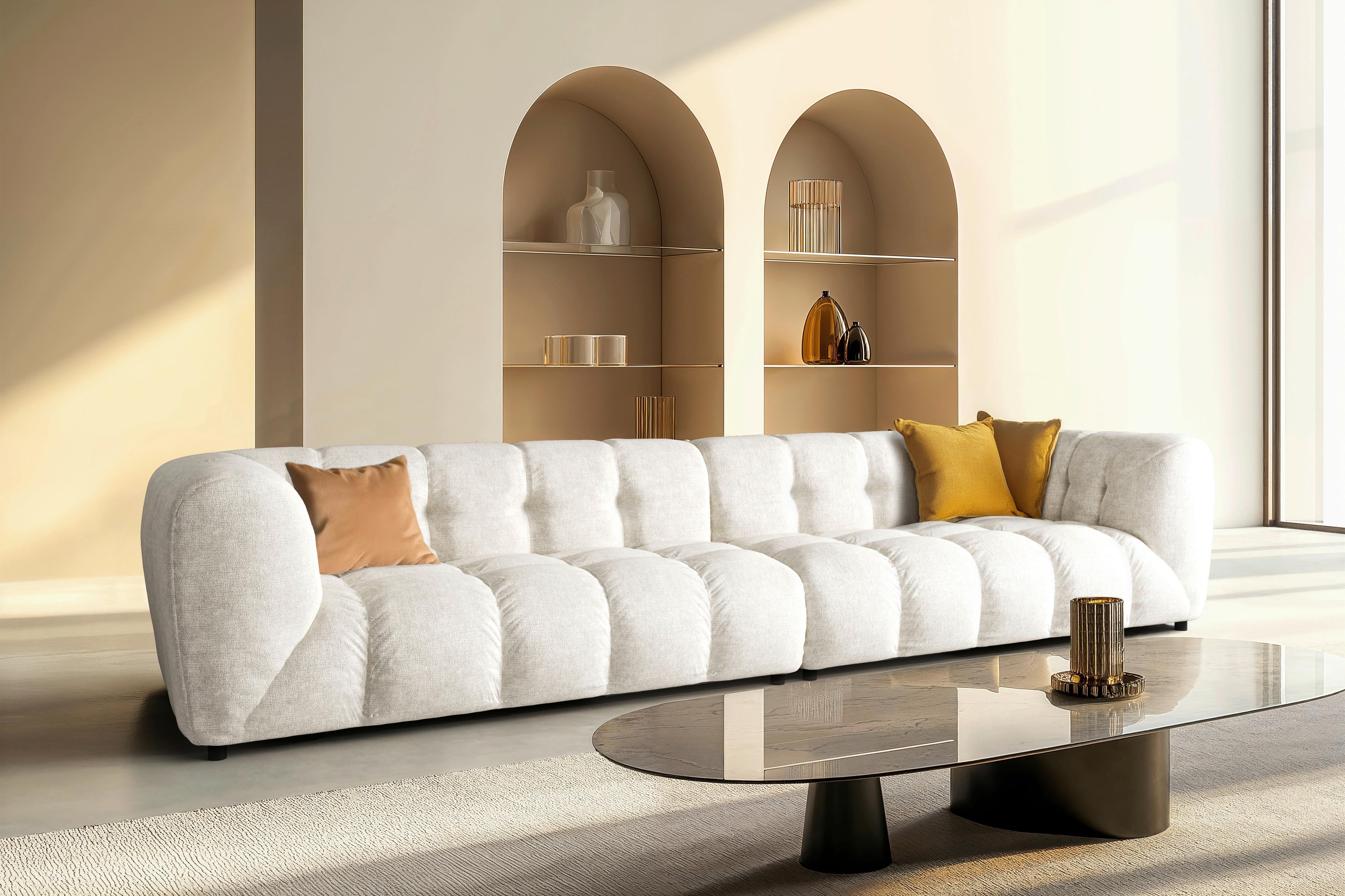 Bigsofa Trillum Creme B: 406 cm - Creme/Schwarz, KONVENTIONELL, Textil (406/79/107cm) - Livetastic