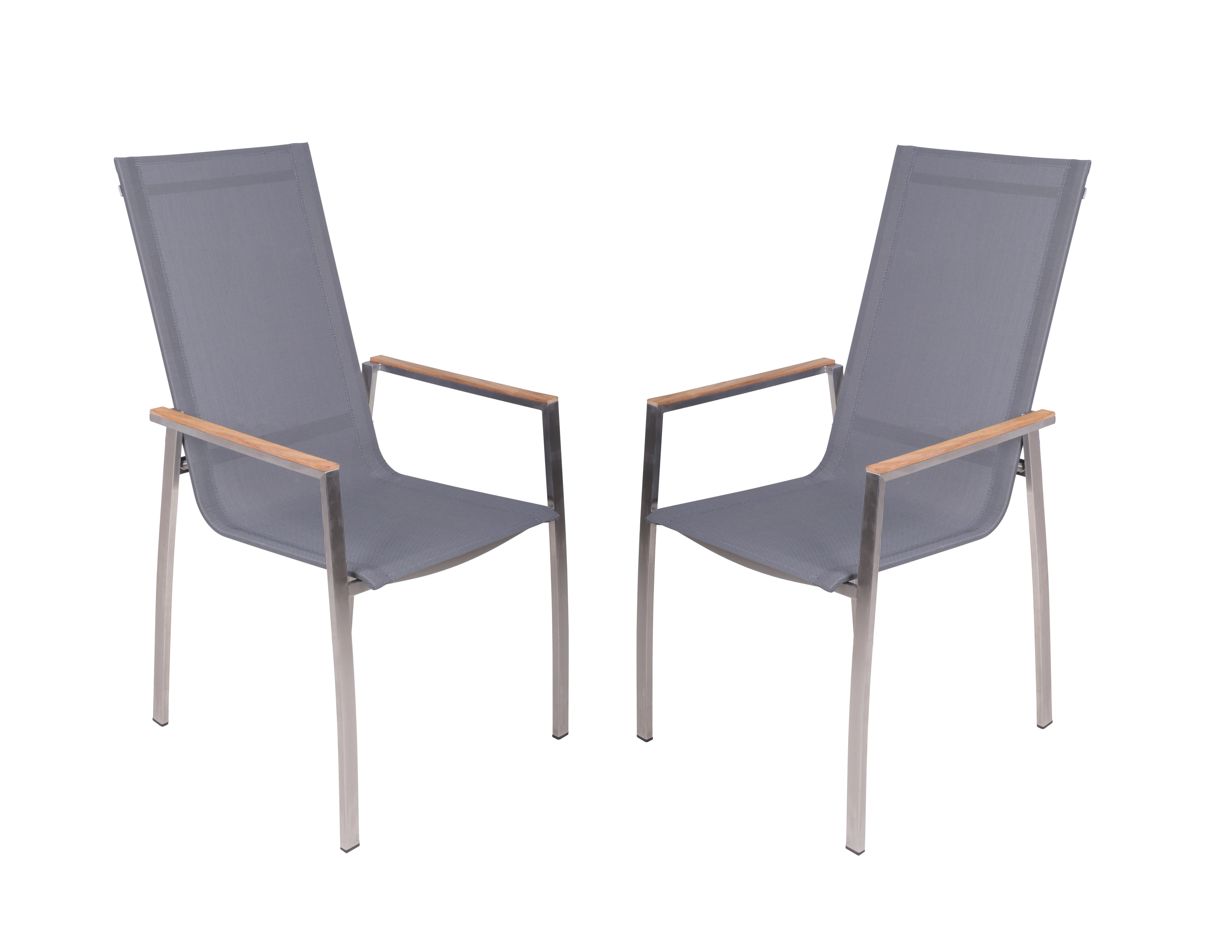 Gartenstuhl-Set Pavia - Silberfarben/Hellgrau, Basics, Holz/Kunststoff (61/108/56cm) - Gardenson