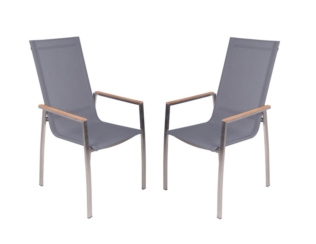 Gartenstuhl-Set Pavia - Silberfarben/Hellgrau, Basics, Holz/Kunststoff (61/108/56cm) - Gardenson