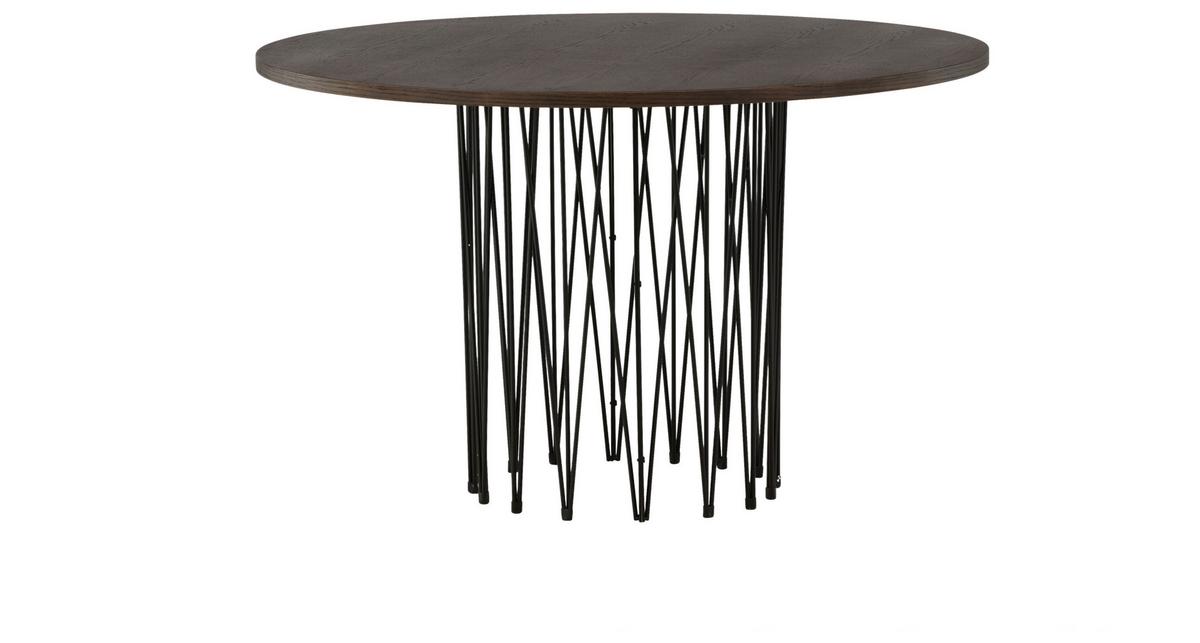 Esstisch Stone - Dunkelbraun/Schwarz, Design, Holzwerkstoff/Metall (120/120/74cm) - Livetastic