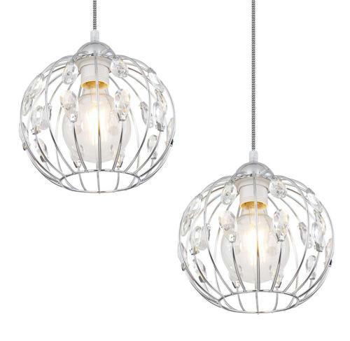 Hängeleuchte Kristall H: 120 cm 4-Flammig - Klar/Chromfarben, Basics, Glas/Metall (80/20/120cm) - Globo