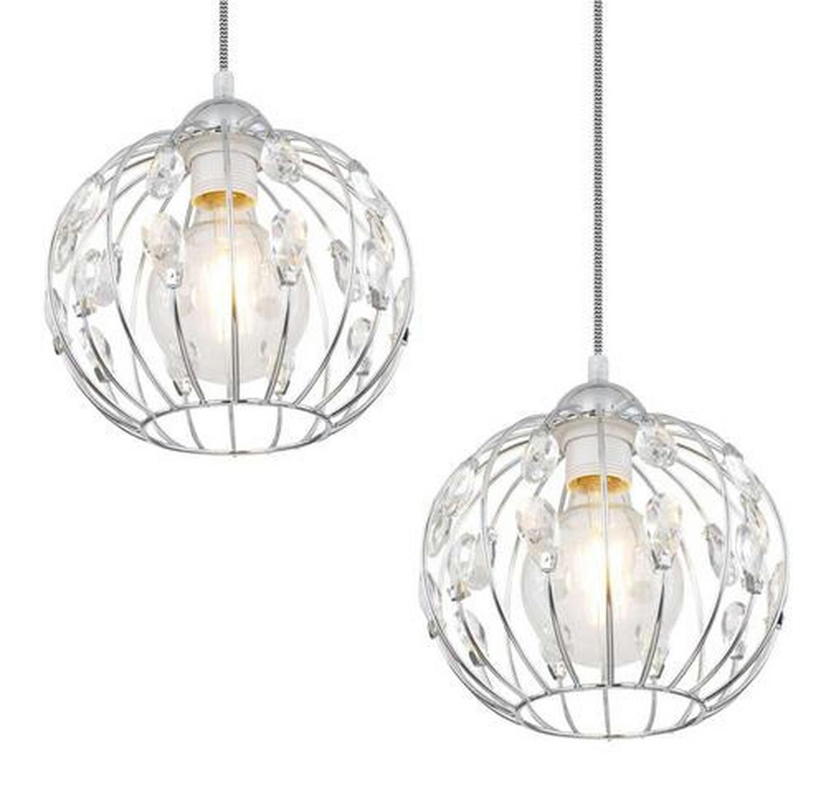 Hängeleuchte Kristall H: 120 cm 4-Flammig - Klar/Chromfarben, Basics, Glas/Metall (80/20/120cm) - Globo