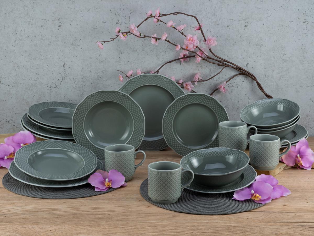 Kombinovaná souprava Arianne, 20 dílná pro 4 osoby - šedá, Basics, keramika - Creatable