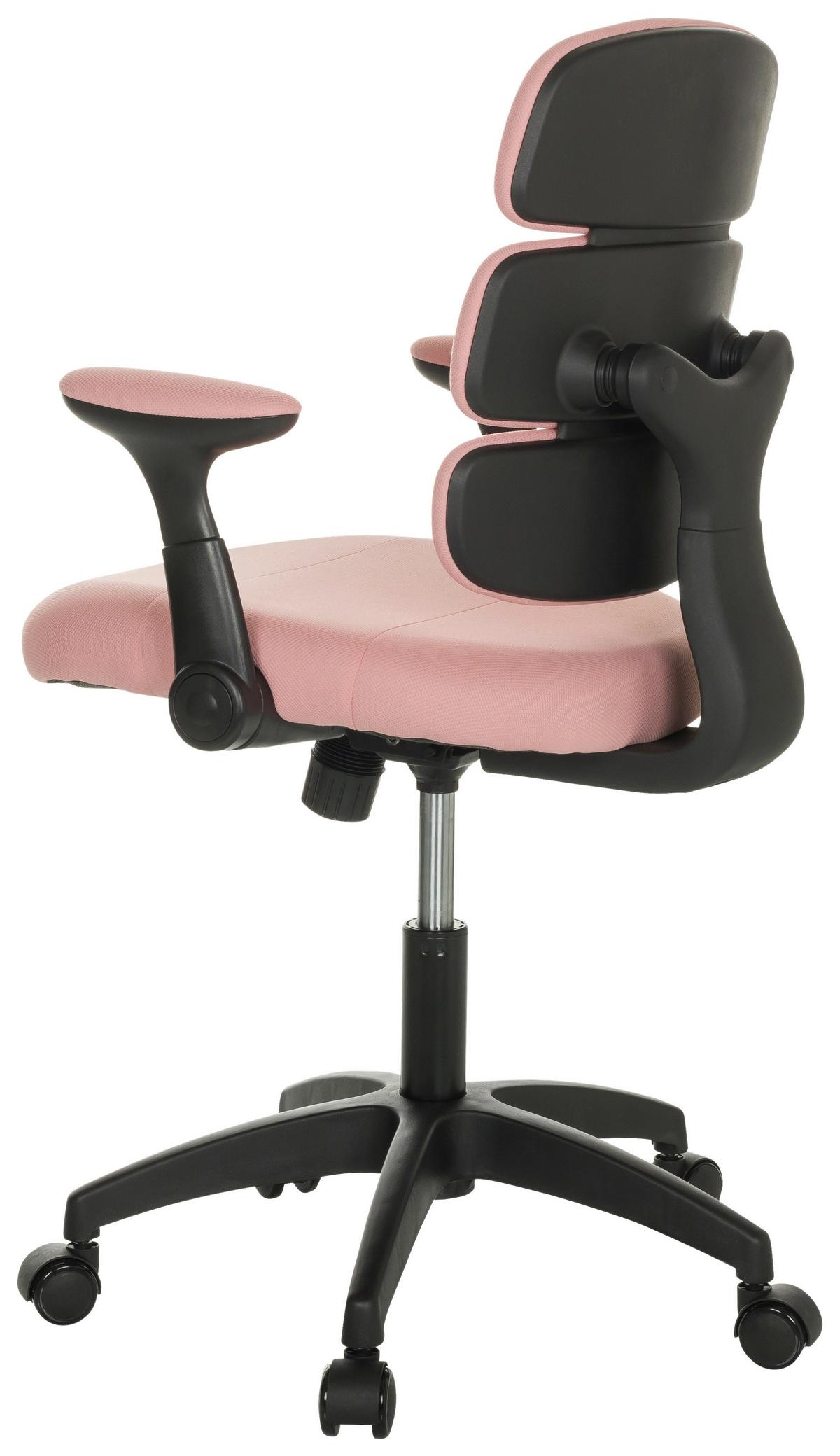 Jugenddrehstuhl Kid Ergolino B mit Armstützen Rosa Bis 100 Kg - Schwarz/Rosa, Basics, Kunststoff/Textil (62/86-97/62cm) - MID.YOU