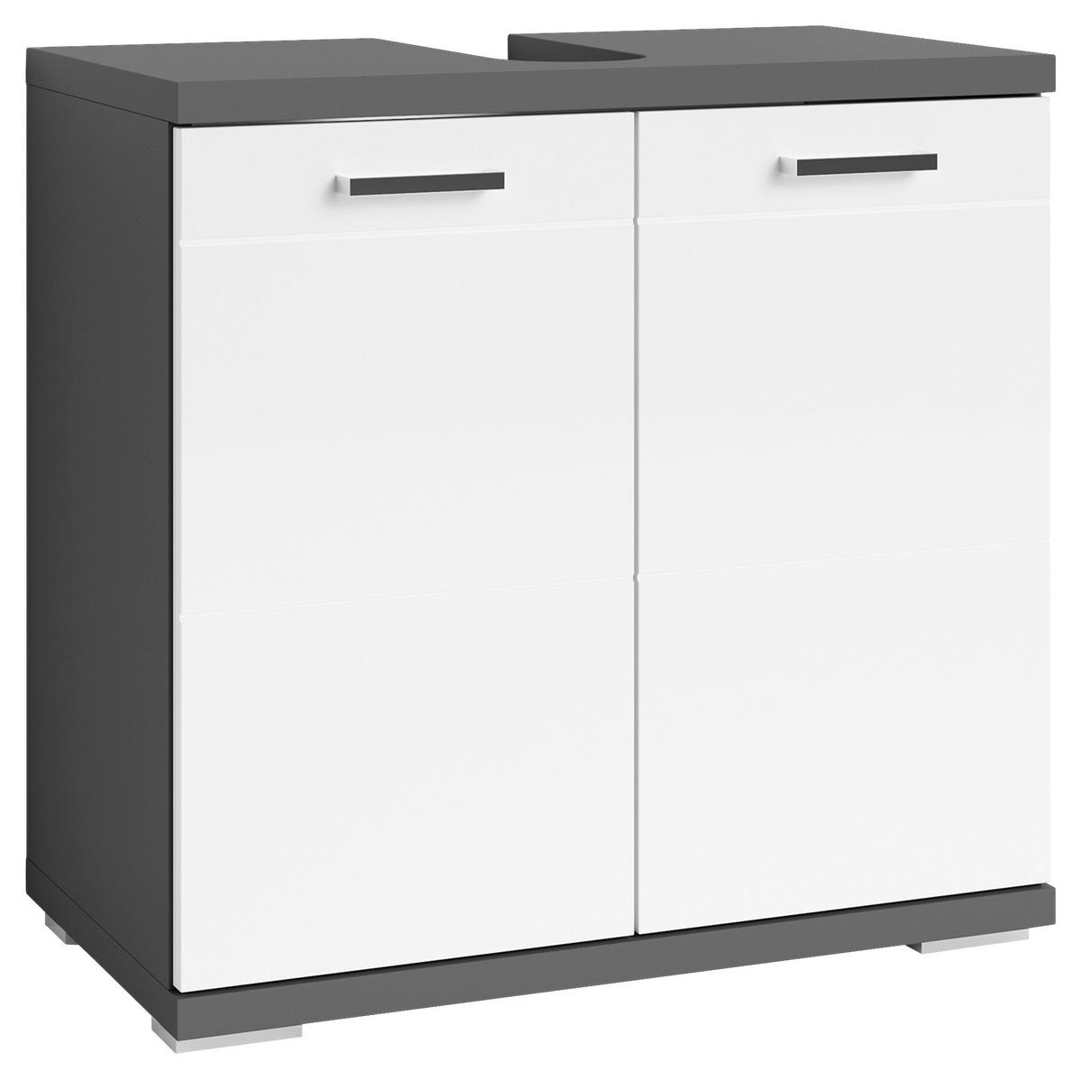 Waschbeckenunterschrank Nebraska B: 60 Cm Anthrazit - Chromfarben/Weiß Hochglanz, MODERN, Holzwerkstoff (60/59/31,5cm) - MID.YOU