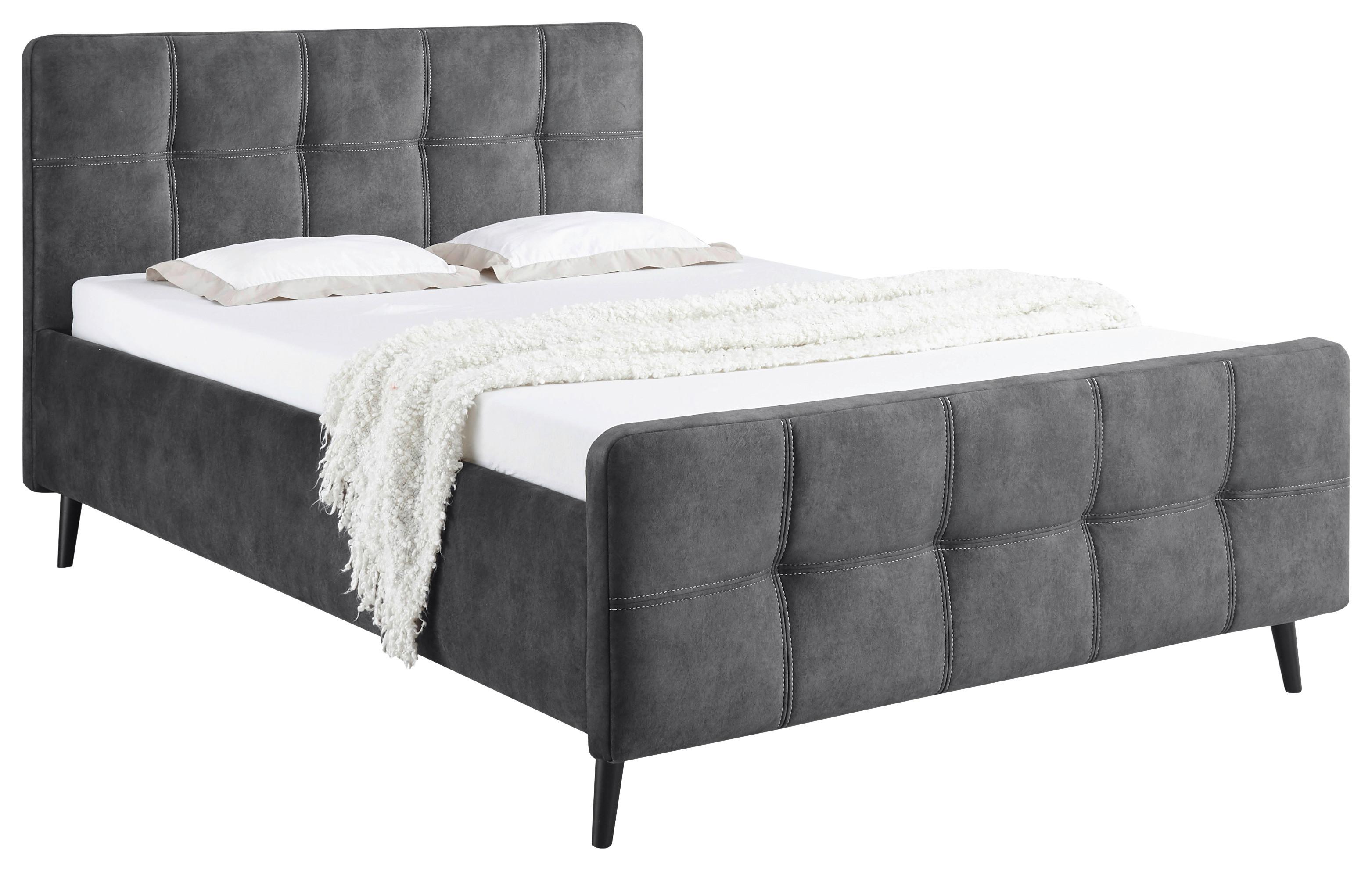 Polsterbett Mario C 140x200 Cm Anthrazit - Anthrazit/Schwarz, Basics, Holzwerkstoff/Textil (140/200cm) - MID.YOU
