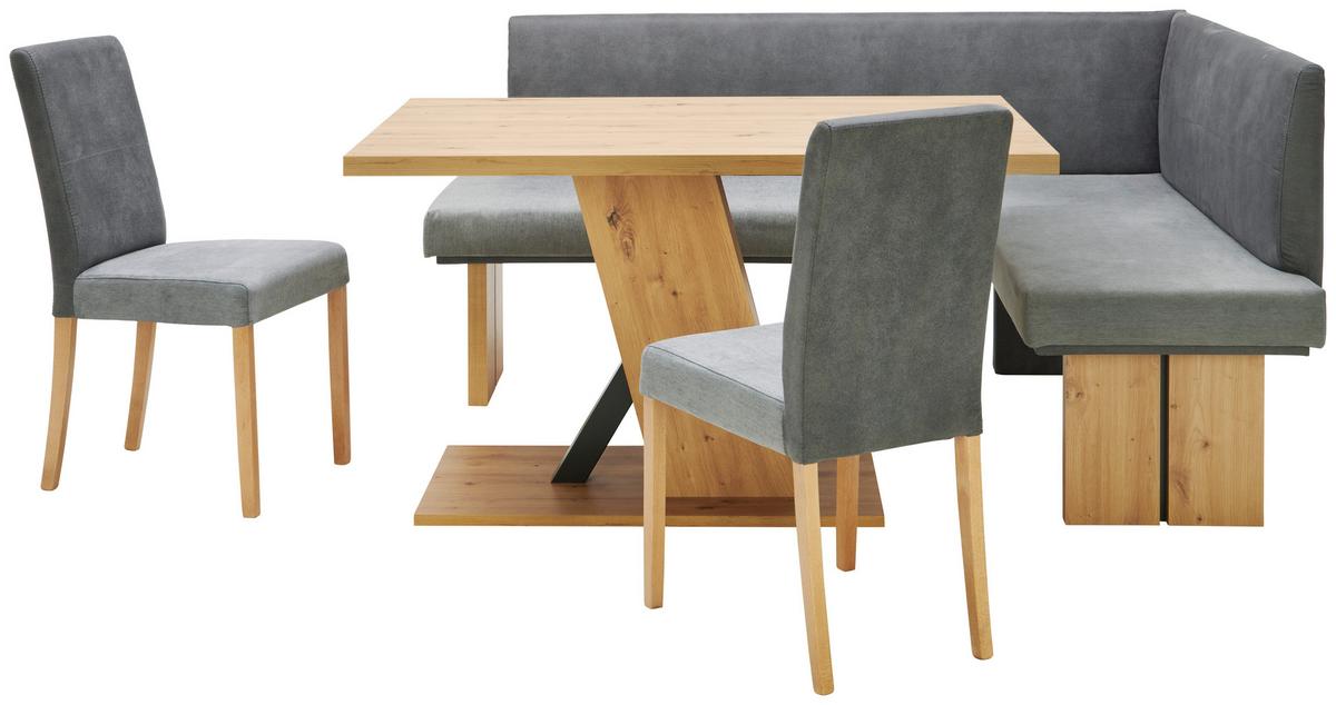 Eckbank Hellgrau/Eiche Dekor Emma 185x150 cm - Eichefarben/Anthrazit, KONVENTIONELL, Holzwerkstoff/Textil (185/150cm)