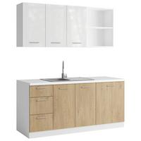 KUCHYNSKÝ BLOK BEZ SPOTREBIČO EVA II  *CENOVÝ TRHÁK* - biela/biela s vysokým leskom, kompozitné drevo/plast (180/206/60cm)