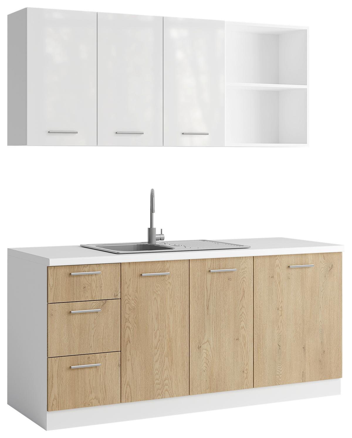 KUCHYNSKÝ BLOK BEZ SPOTREBIČO EVA II  *CENOVÝ TRHÁK* - biela/biela s vysokým leskom, kompozitné drevo/plast (180/206/60cm)