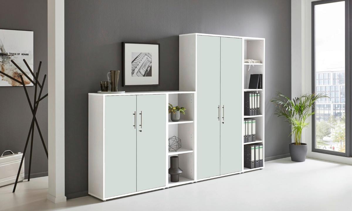 Office Edition B: 257 cm Weiß - Weiß, MODERN, Holzwerkstoff (257/186/33cm) - MID.YOU