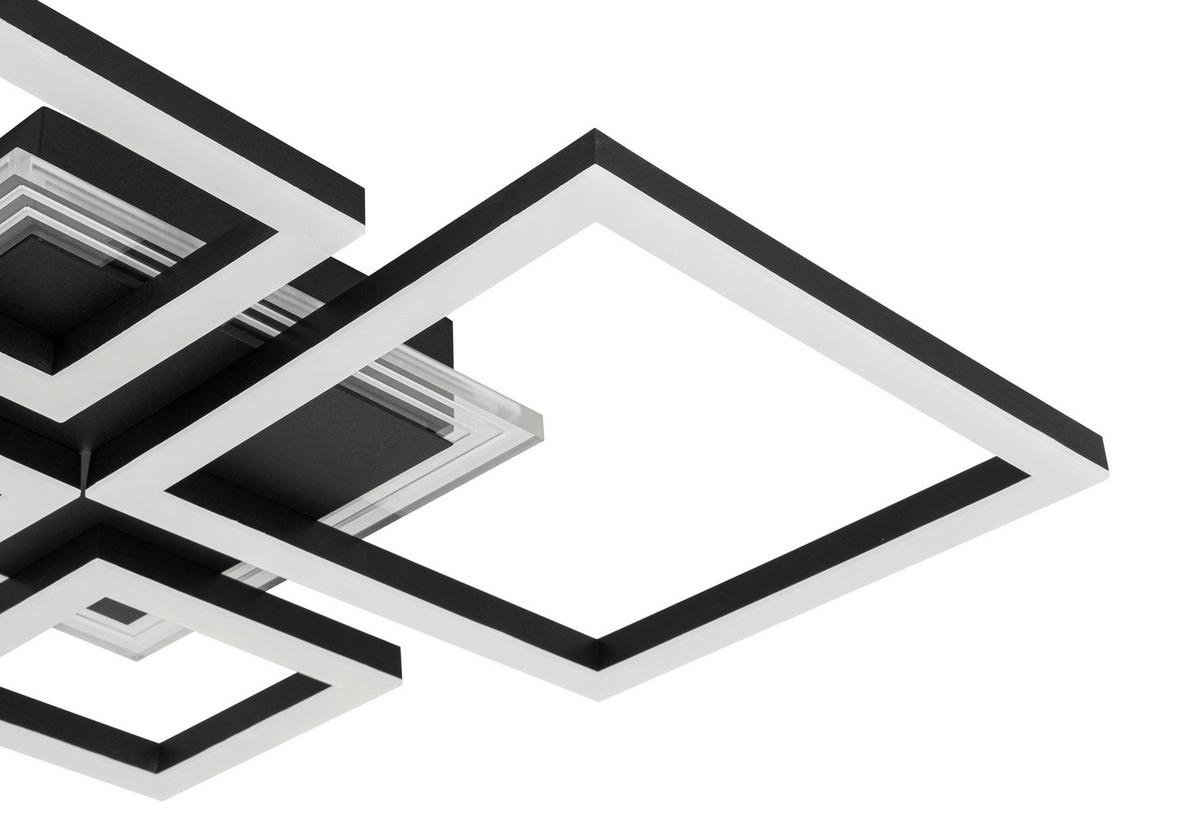 LED-Deckenleuchte Valentin - Transparent/Schwarz, MODERN, Kunststoff/Metall (62,5/45/6,5cm) - Luca Bessoni