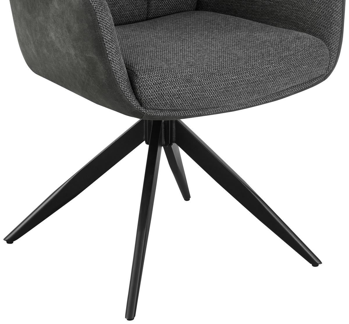 Armlehnstuhl Naim Grau B: 60 cm, 180 ° drehbar - Schwarz/Grau, KONVENTIONELL, Holz/Textil (60/93/66cm) - MID.YOU