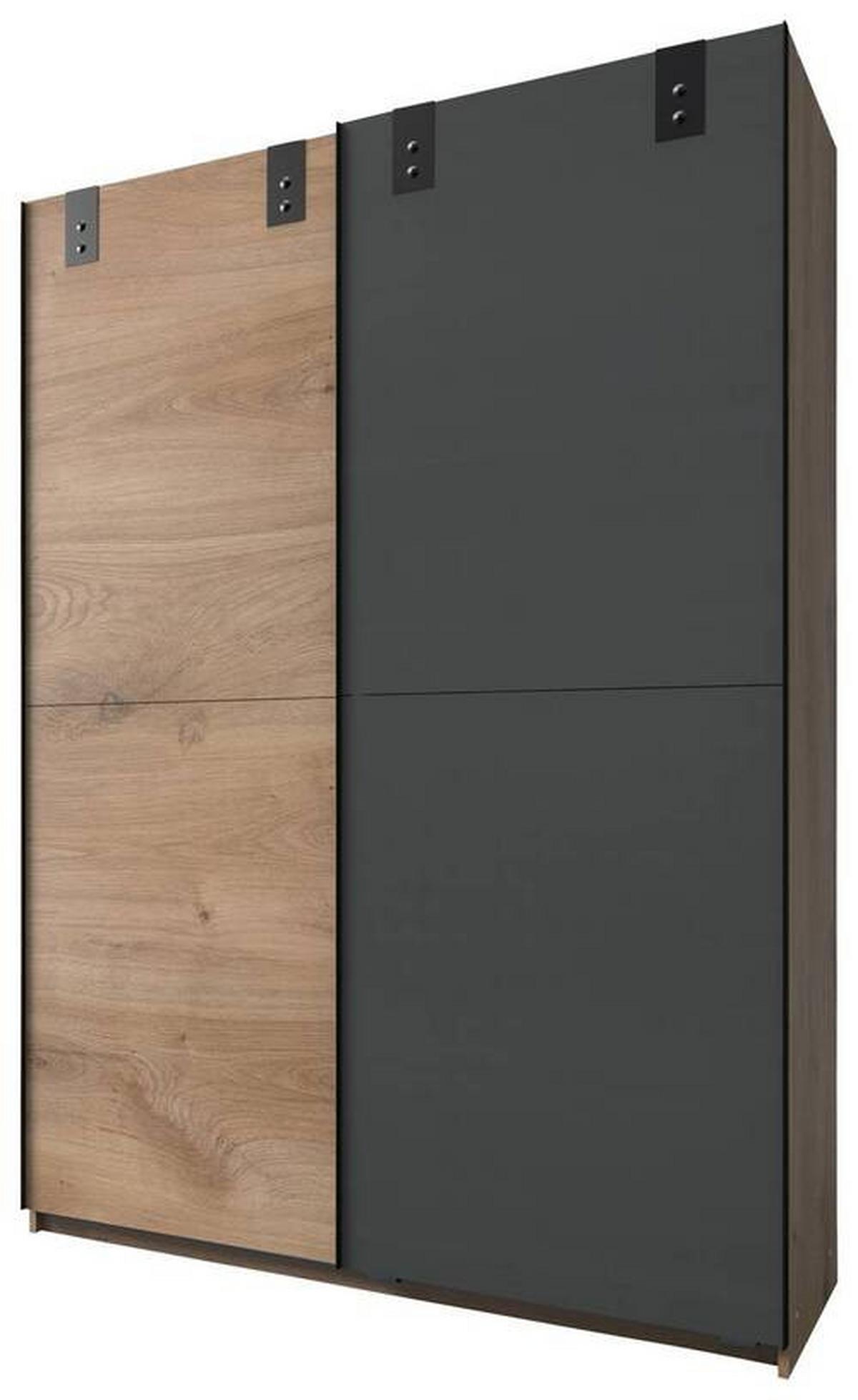 Schwebetürenschrank B: 135 Cm Cardiff, Eiche Dekor/graphit - Eichefarben/Graphitfarben, Basics, Holzwerkstoff (135/198/64cm) - MID.YOU