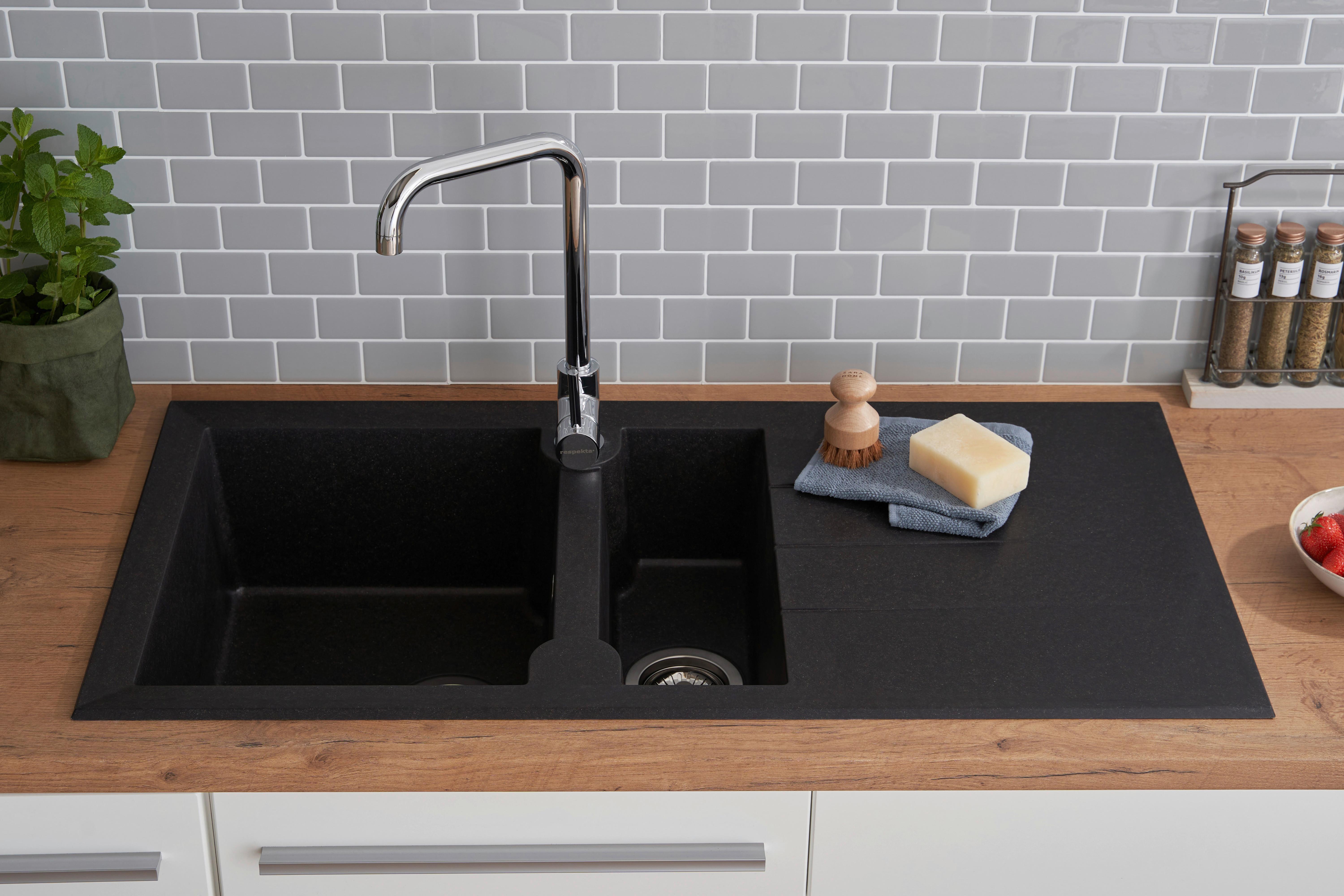 Spüle Respekta Alineo Stein Bxt: 100x50 cm - Schwarz, Trend, Stein (100/21/50cm) - Respekta