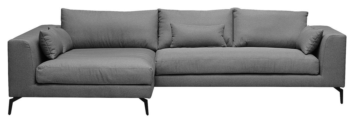 Ecksofa Berlin Dunkelgrau S: 172 Cm - Dunkelgrau/Schwarz, Design, Textil (172/313cm) - Livetastic