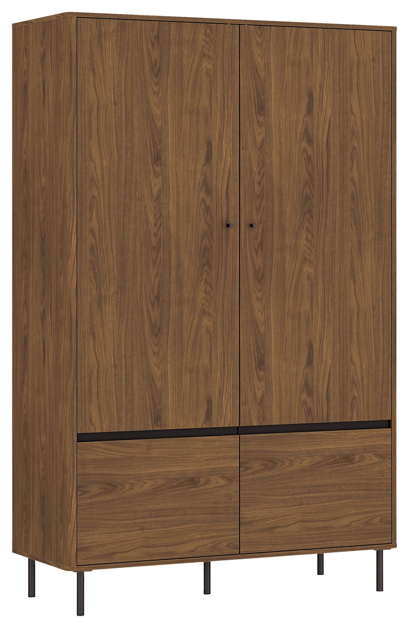 Skriňa Revillo čierna/orech dekor - čierna/farba orecha, Basics, kov/kompozitné drevo (120/195/55cm)