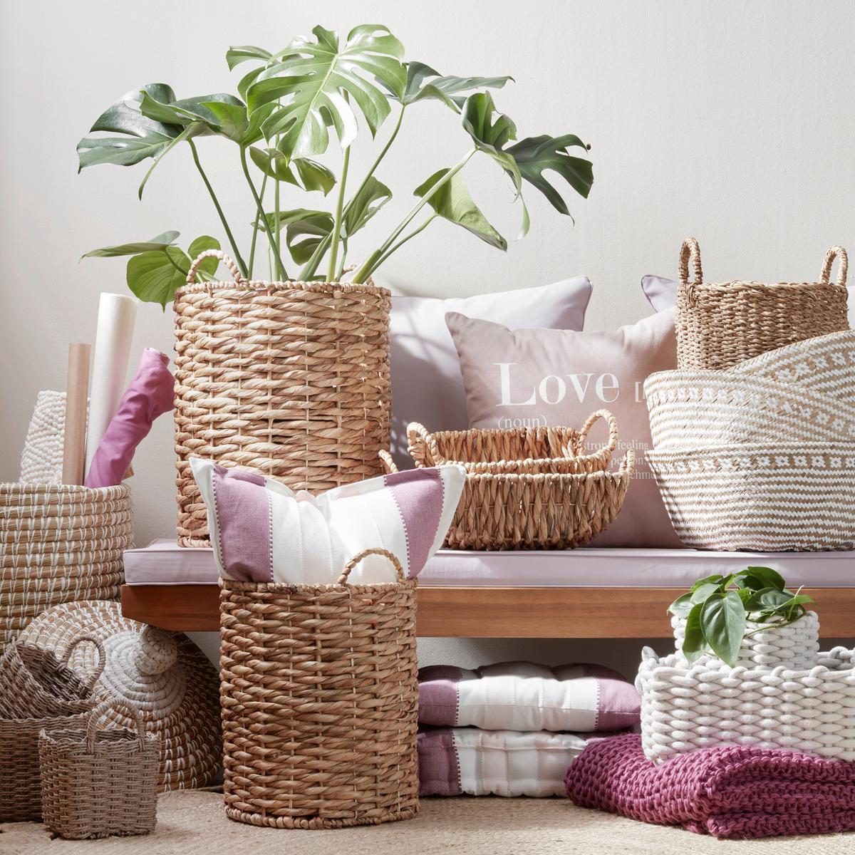 KOŠ LAUREN - M - bílá, Romantický / Rustikální, plast/přírodní materiály (32cm) - Zandiara