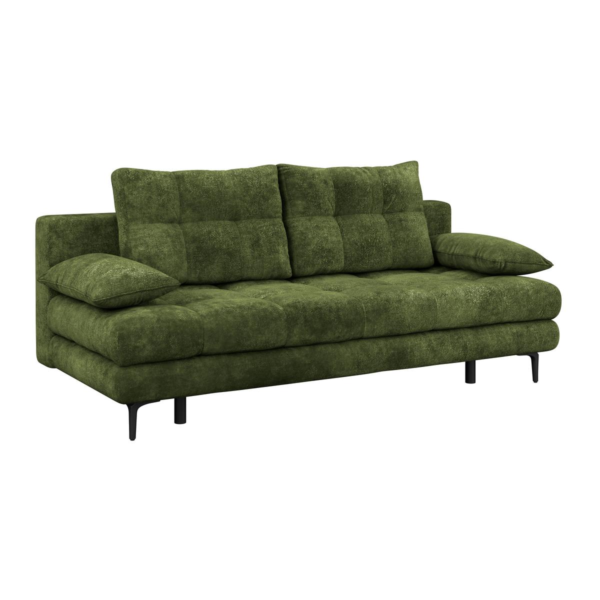 Schlafsofa Perla Olivgrün B: 203 cm - Schwarz/Olivgrün, KONVENTIONELL, Textil (203/94/96cm)